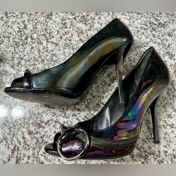 Gucci Patent Leather Peep-toe Horsebit Pumps - Picture 7 of 11